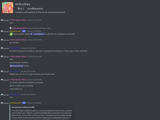 AntiLolitary - 🤖 Bot - 🛐-confessions [1039031717861789766] screenshot